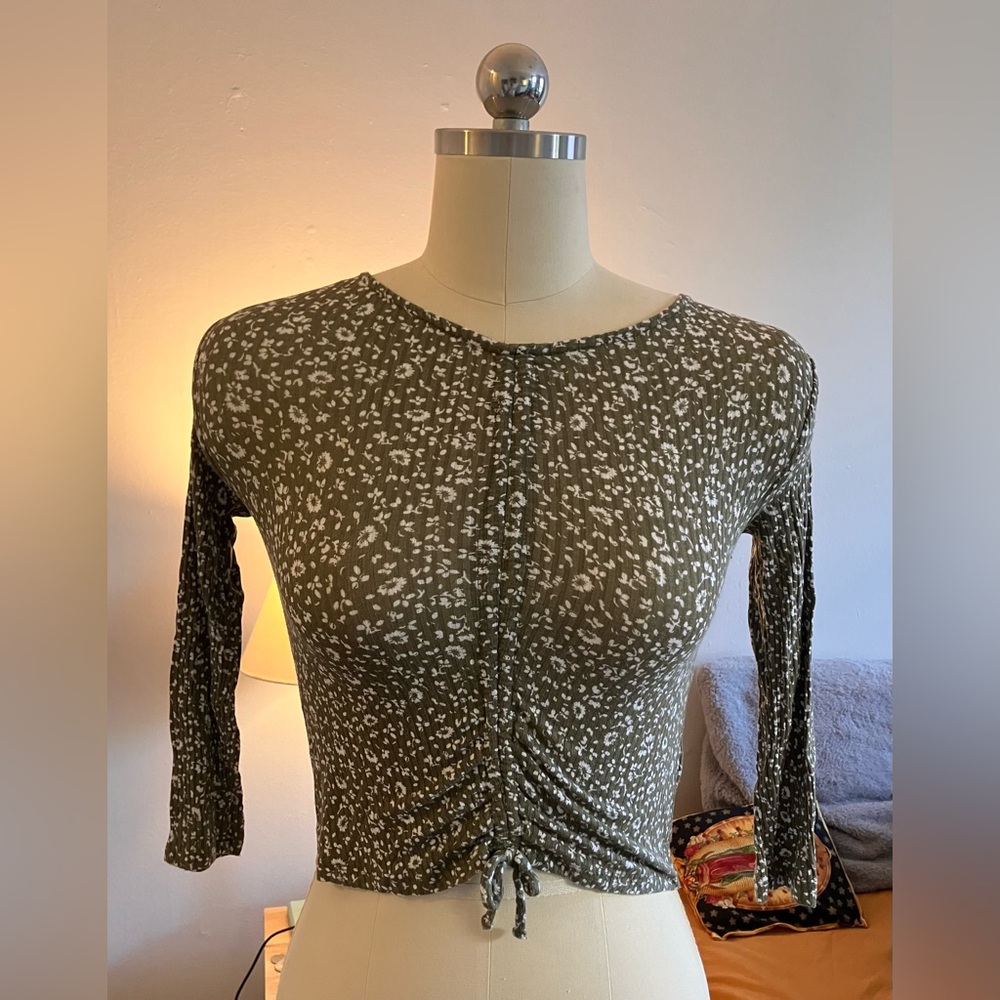 Long Sleeve Green Floral Shirt